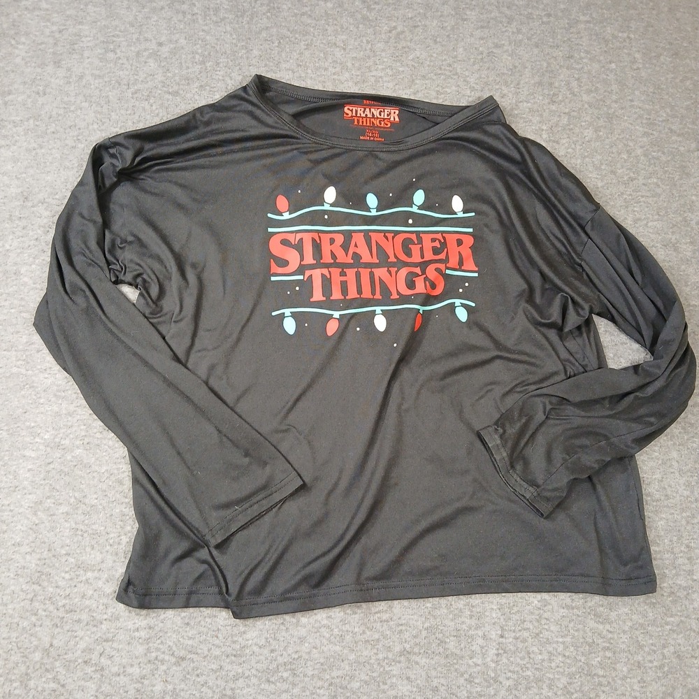 Stranger Things Netflix Sleepwear Shirt Black Long Sleeve Graphic Top‎ XL 16-18